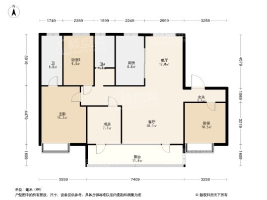 碧桂园·玖玺台3居室户型图