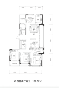 恒瑞·都市荟C 四室两厅两卫 189.52㎡ 4室2厅2卫1厨