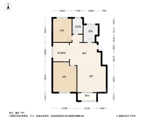 中国威海海洋艺术小镇长春站3居室户型图