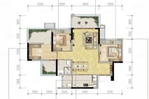 金科·集美江山B2户型， 3室2厅2卫1厨， 建筑面积约86.00平米 3室2厅2卫1厨