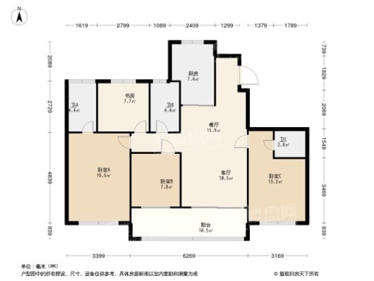 中海·时代都会4居室户型图