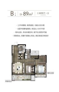 祥生·海樾门第苑89平米户型 3室2厅1卫1厨