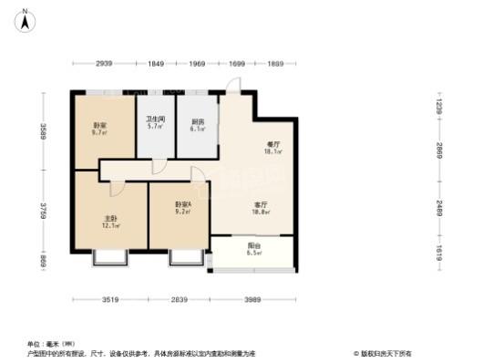 郑州华侨城3居室户型图