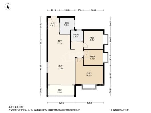 碧桂园天麓3居室户型图