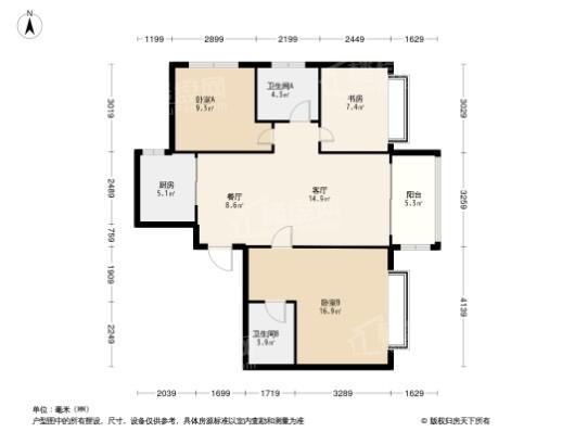 碧桂园天麓3居室户型图