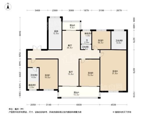 碧桂园天琴湾4居室户型图