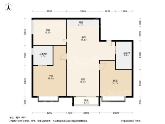 宝能·郑州中心3居室户型图