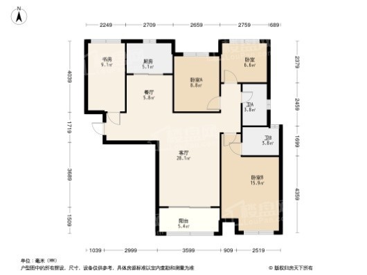 汇泉景悦城4居室户型图
