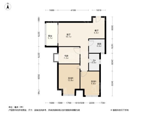 汇泉景悦城3居室户型图