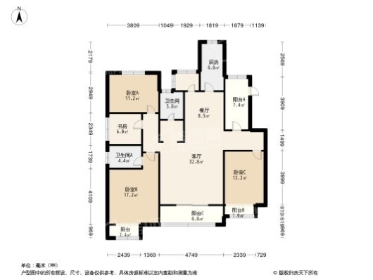荣邦城4居室户型图