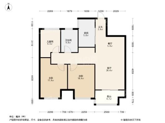 金科集美公馆3居室户型图