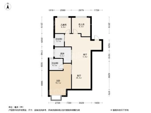 金科集美公馆3居室户型图