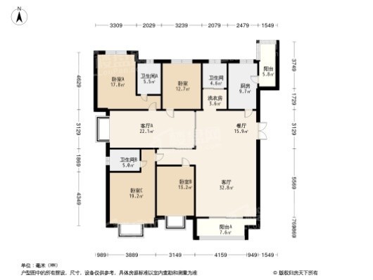 中晟柒号院4居室户型图