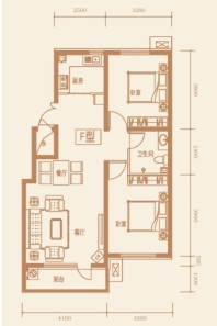 鑫源·鑫都汇1#F户型 2室2厅1卫1厨