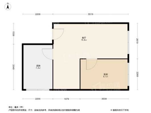 武汉物联商务区建面约42平米户型 1室1厅1卫1厨