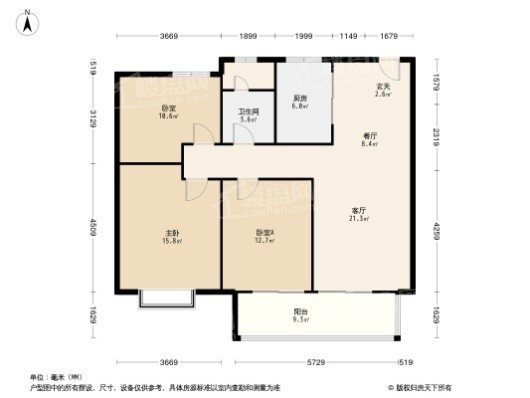 宋都·如意长江3居室户型图