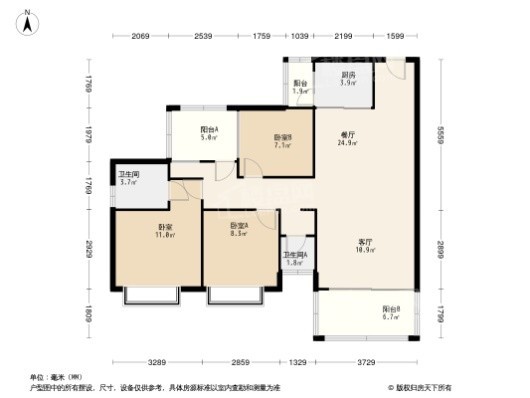 联运·尚景雅园6栋02户型 3室2厅2卫1厨