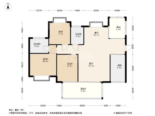 联运·尚景雅园7栋03户型 3室2厅2卫1厨