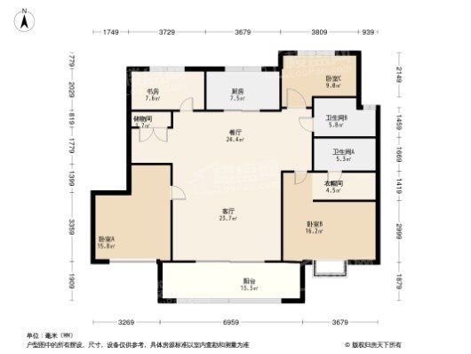 琨瑜府4居室户型图