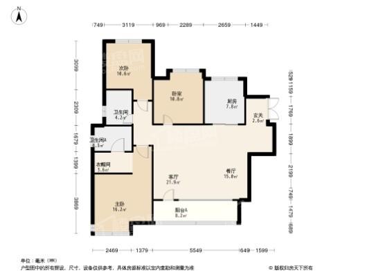 中金·时代启城RD3 123.13㎡顶楼户型 3室2厅2卫1厨