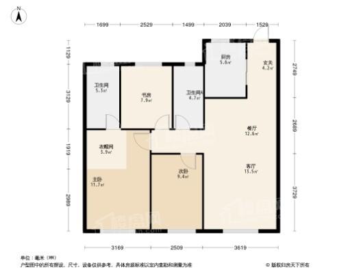 金地·悦城大境3居室户型图