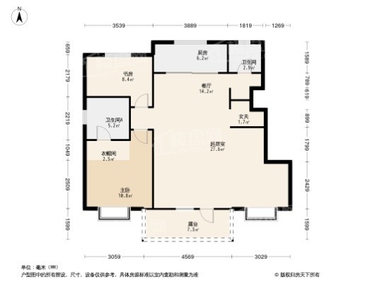 金地·悦城大境2居室户型图