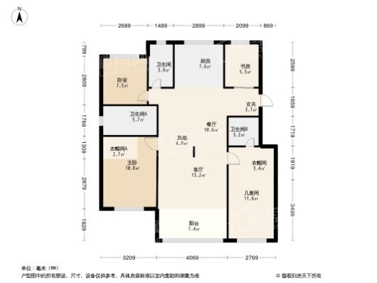 金地·悦城大境4居室户型图