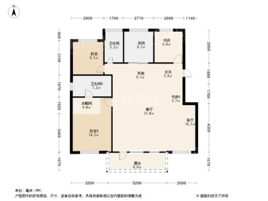 金地·悦城大境3居室户型图