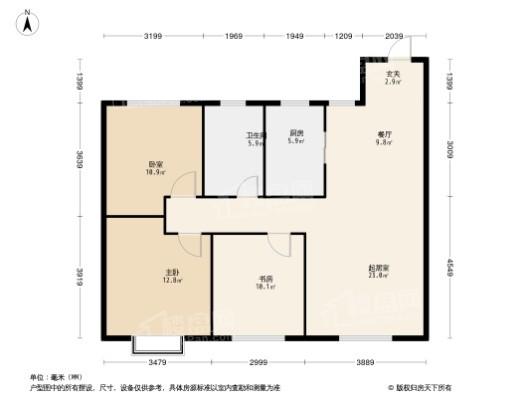 金地·悦城大境3居室户型图