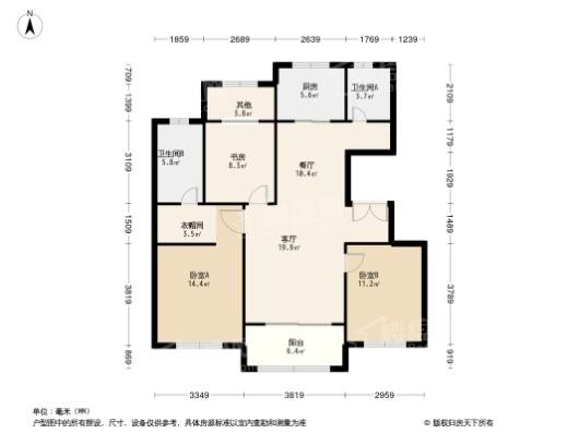 富邦紫郡3居室户型图