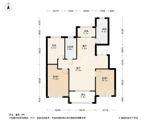 富邦紫郡3居室户型图