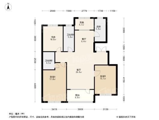 富邦紫郡3居室户型图