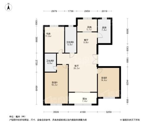 富邦紫郡3居室户型图