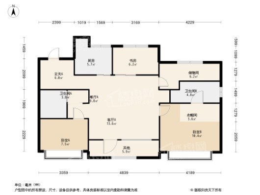 郡源·悦城4居室户型图