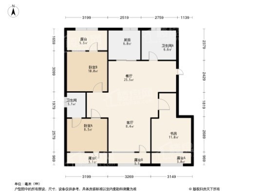 圣丰御景湾3居室户型图