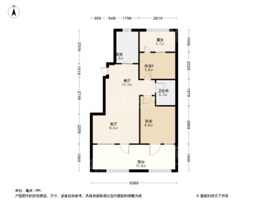 圣丰御景湾2居室户型图