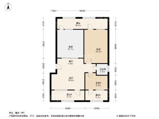 圣丰御景湾2居室户型图