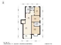 宝龙东望洋房户型建面98平 3室2厅2卫1厨