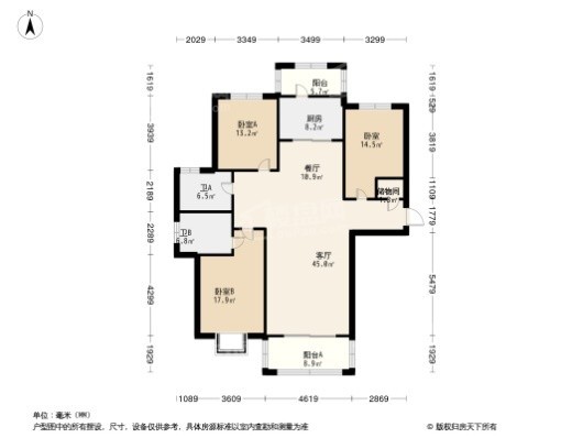 郑州雅颂居3居室户型图