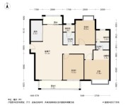 富力金禧悦城建面约115平米户型 3室2厅2卫1厨