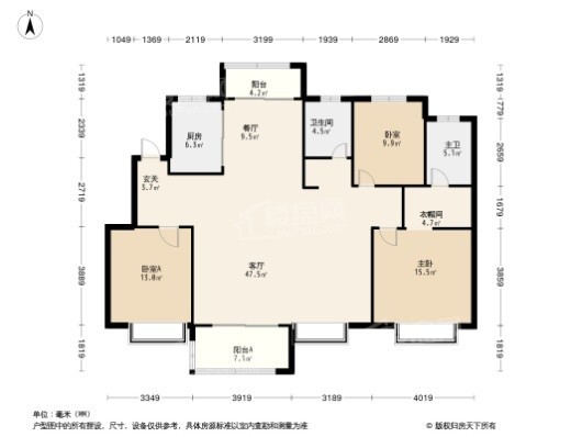 凯瑞国宝·红瞰F户型 3室2厅2卫1厨