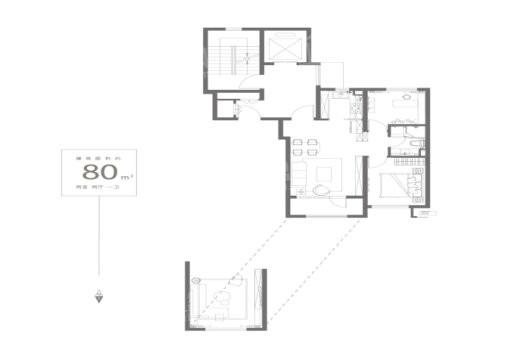 融创·金地|御璟壹號80㎡户型 2室2厅1卫1厨