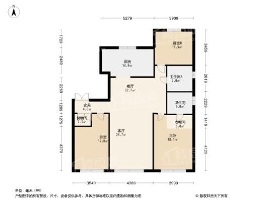 中海·润山府3居室户型图