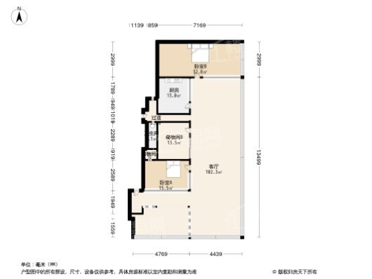 嘉里企业广场A座沈阳嘉里中心企业广场3居室户型图 3室1厅1厨