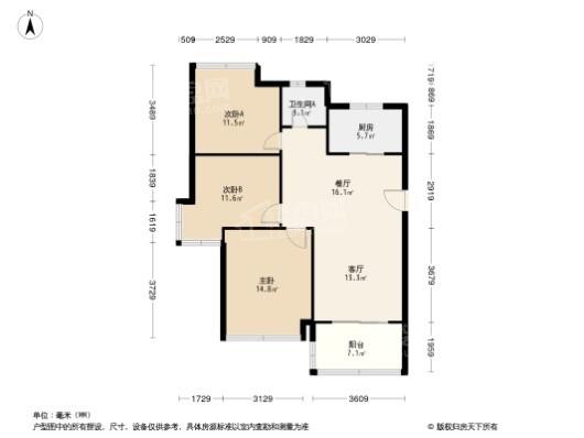 雅居乐清水湾3居室户型图