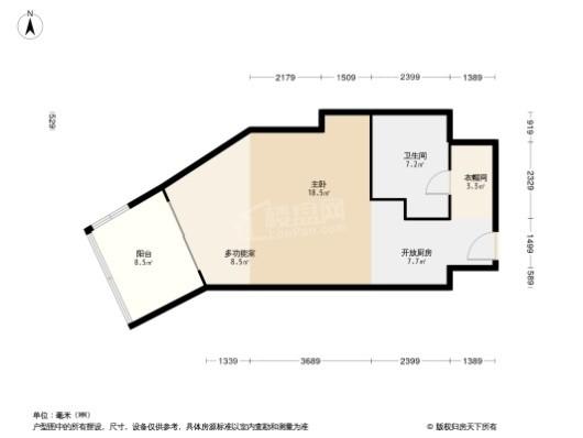 雅居乐清水湾1居室户型图