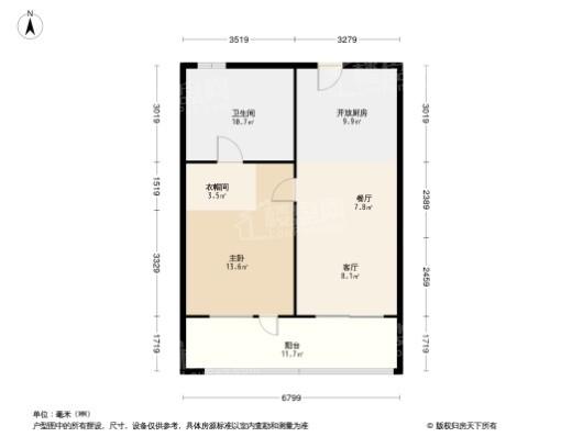 雅居乐清水湾1居室户型图