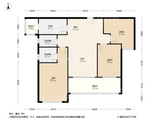 雅居乐清水湾3居室户型图