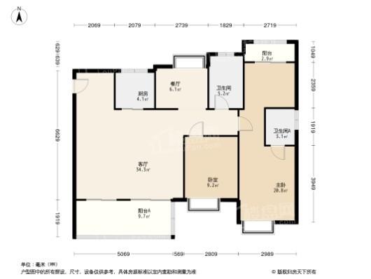 世茂福晟·钱隆府4居室户型图