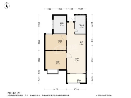 世茂福晟·钱隆府2居室户型图